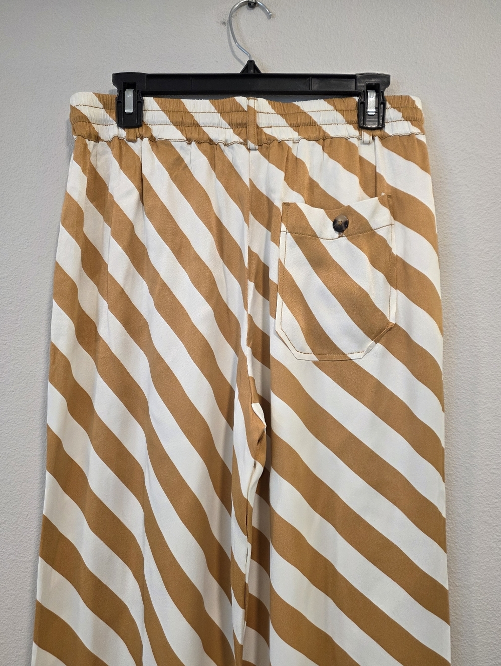 Anthro Maeve Straight Leg Pull on Silk Striped Pants - Picture 8 of 9